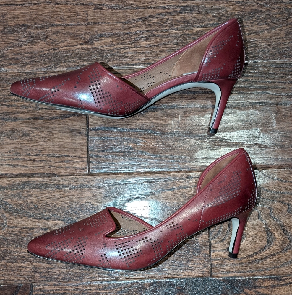 Cole Haan Grand Os Neara Burgundy Leather Pump Heel - Picture 5 of 8
